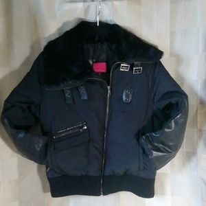 Mackage black down filled bomber jacket